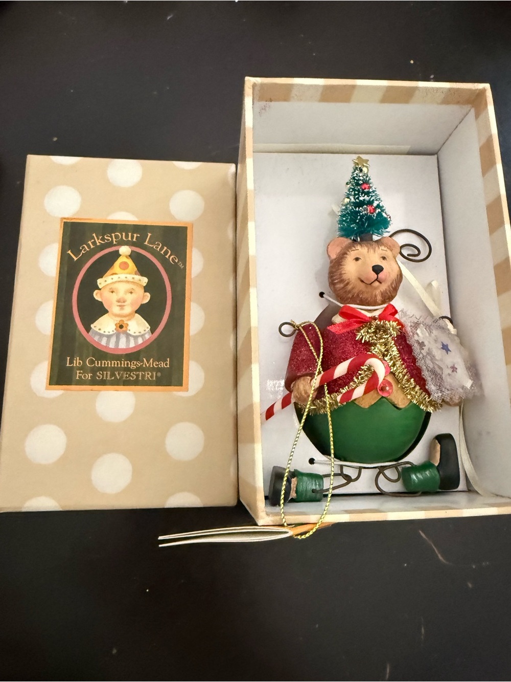Silvestri Larkspur Lane Collection Lib Cummings-Mead “Bearly Right”  Ornament